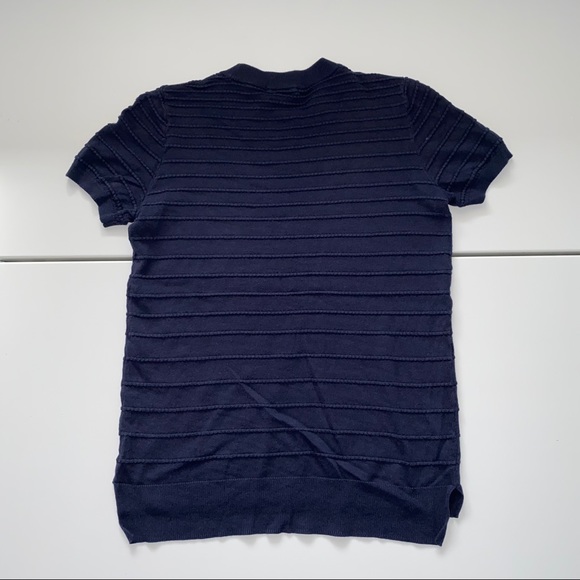 H&M NAVY BLUE SHIRT WITH RIBBED PATTERN - Picture 3 of 3